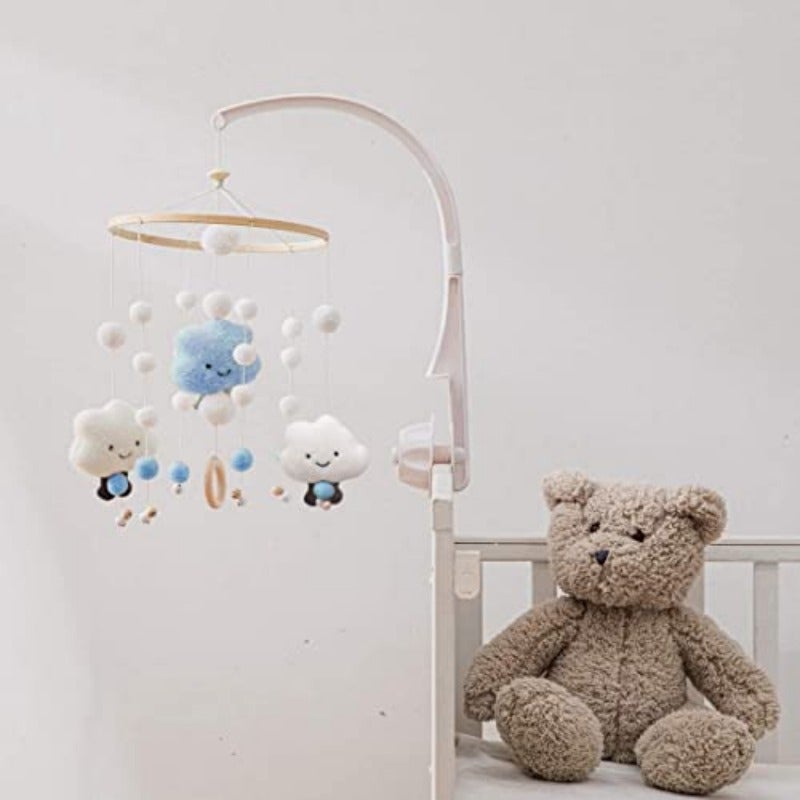 Baby Crib Bell Baby Wind Chime with Felt Ball 3D Cloud 360 Rotating Bed Bell Crib Hanging 's Bed Decoration - Image 5