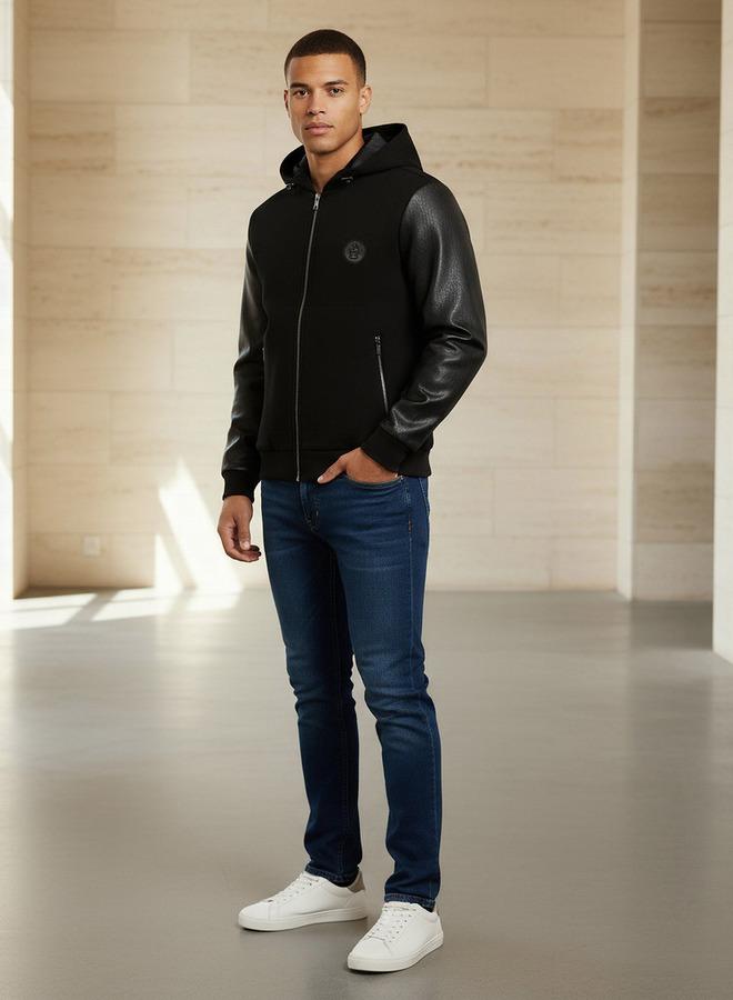 Emperor Men Hooded Biker Jacket - Image 2