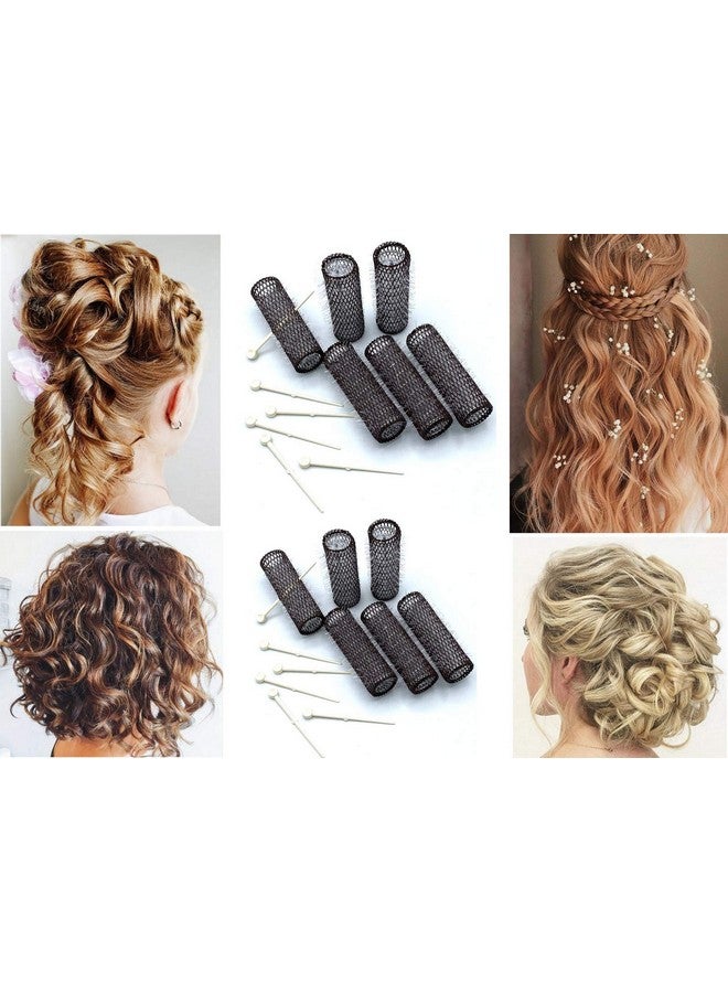 ALAZCO 12 قطعة من بكرات الشعر ذات الطراز العتيق و12 دبابيس تجعيد الشعر الشبكية مع شعيرات 3 بوصة × 7/8 بوصة (12 بكرة كبيرة ودبابيس) - Image 5