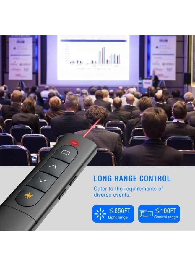XVersion Wireless Presenter Remote 2-in-1 Clicker with Red Laser Pointer, Dual USB & Type-C Receiver, 2.4GHz Slide Controller for Laptop, MacBook, Windows - Image 2