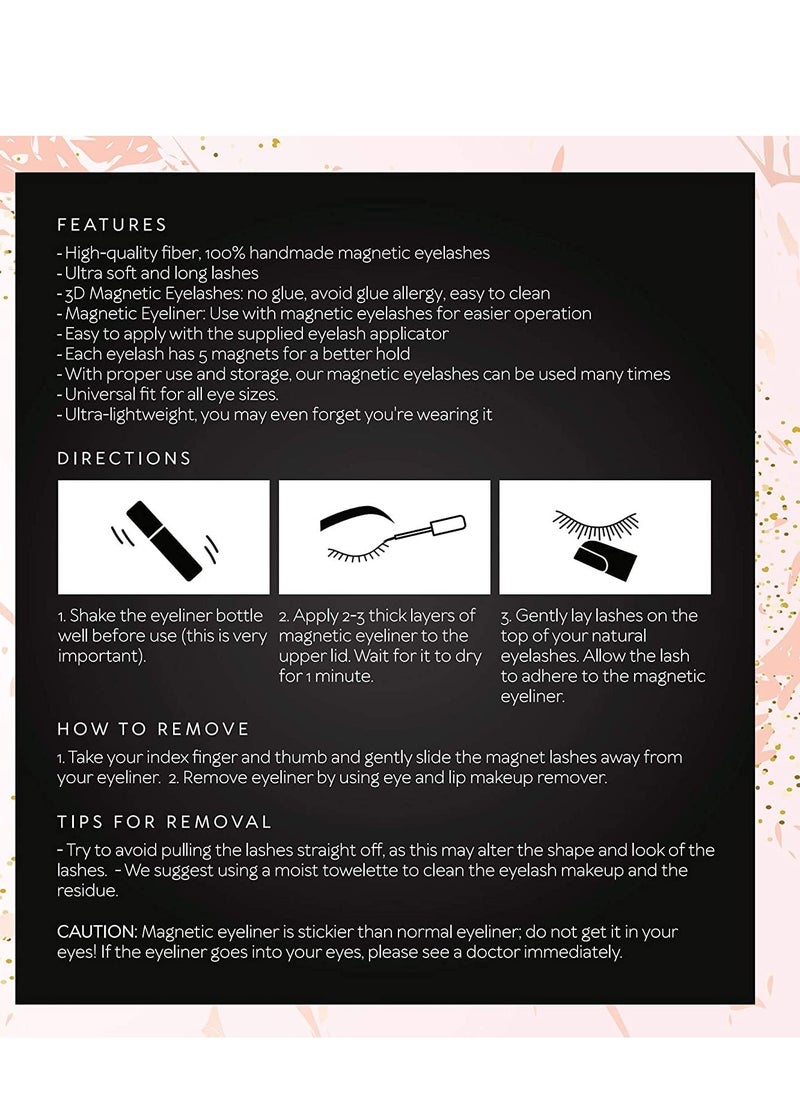 SYOSI - Magnetic Lashes Set, False Lashes 3 Pairs with Tweezers - Image 1