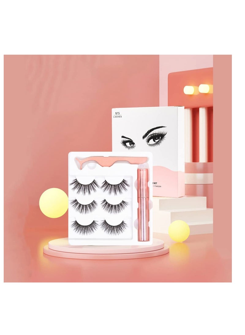 SYOSI - Magnetic Lashes Set, False Lashes 3 Pairs with Tweezers - Image 1