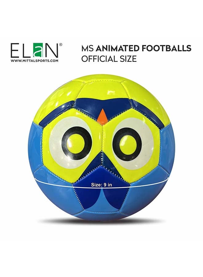 Elan Animated Football Official Size Blue & Yellow – Durable Pvc Soccer Ball With Printed Graphics For Training And Recreational Outdoor Play - Image 2