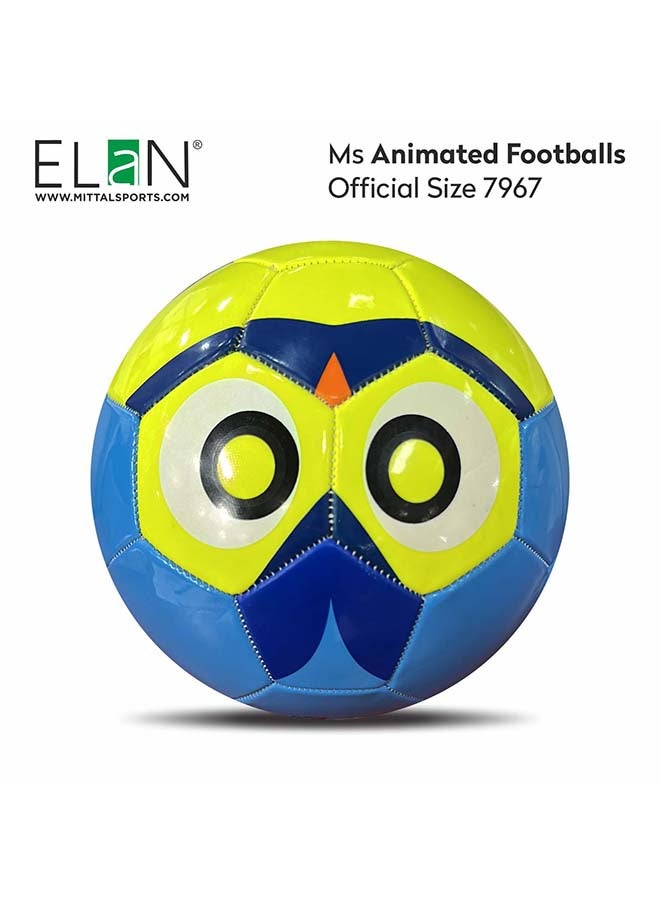 Elan Animated Football Official Size Blue & Yellow – Durable Pvc Soccer Ball With Printed Graphics For Training And Recreational Outdoor Play - Image 1