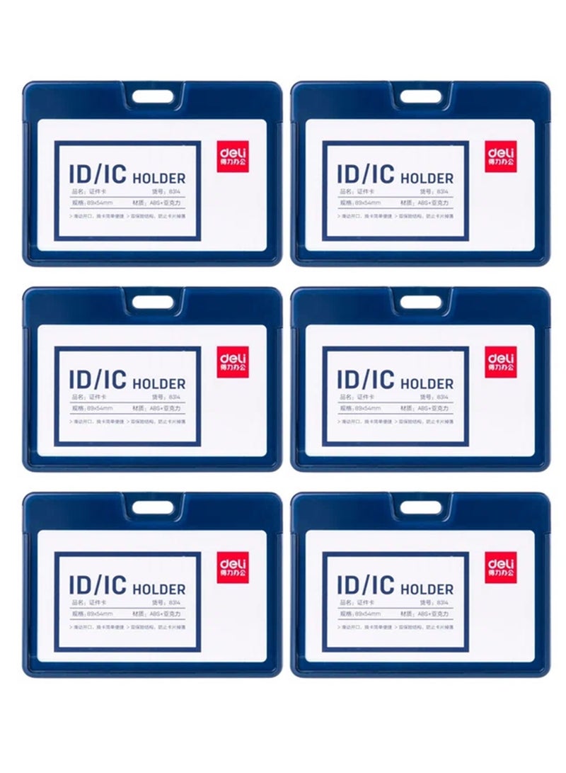 Deli 6-Piece Acrylic Name Badge Holder Horizontal Blue - Image 1