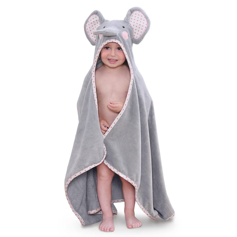 TBEZY Hooded Towel for Kids 100 Cotton Ultra Soft with Unique Animal Design Large for Infants 310 Years Elephant