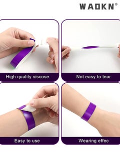 WAOKN 600pcs Neon Wristbands Waterproof Paper Bracelets Event Colorful Wrist Party Bands ArmbandsDisposable Waterproof Wristband Colored Wristband Suitable for Parties Concerts,Purple Orange Black Colors  - Image 3