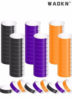 WAOKN 600pcs Neon Wristbands Waterproof Paper Bracelets Event Colorful Wrist Party Bands ArmbandsDisposable Waterproof Wristband Colored Wristband Suitable for Parties Concerts,Purple Orange Black Colors  - Image 1