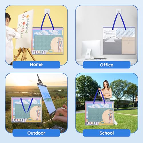 ZKOO Poster Storage Bag, 26" x 20" Art Portfolio Bag, Bulletin Board Holder Art Portfolio Container for Artwork, Artwork Storage Case for Poster, Bulletin Board, Scrapbook, Teaching Materials (Blue) - Image 5