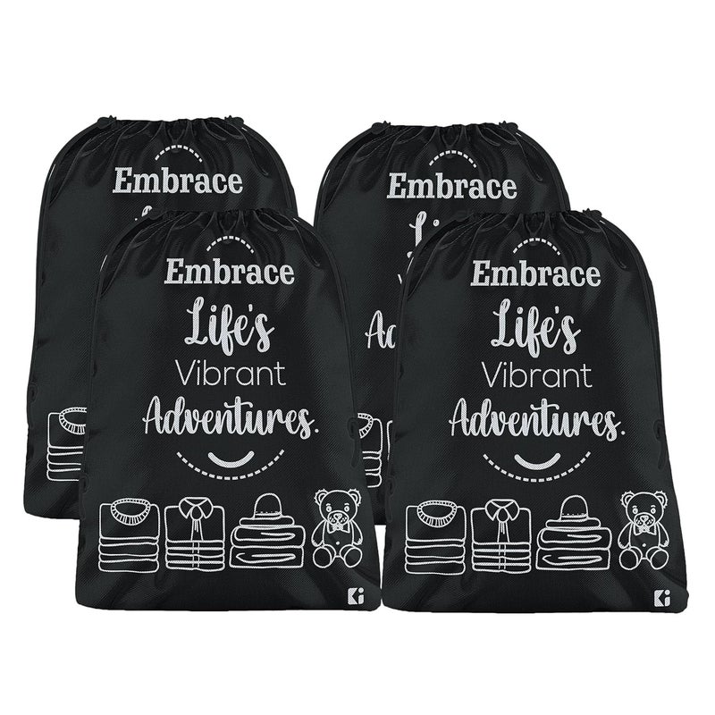 Kuber Industries Pack of 4 Cloth Storage Bag NonWoven Storage Organizer Travel Cloth Carrying Bag Garments Cover for Laundry Travel Storage Organizer for Clothing Large Black - Image 1