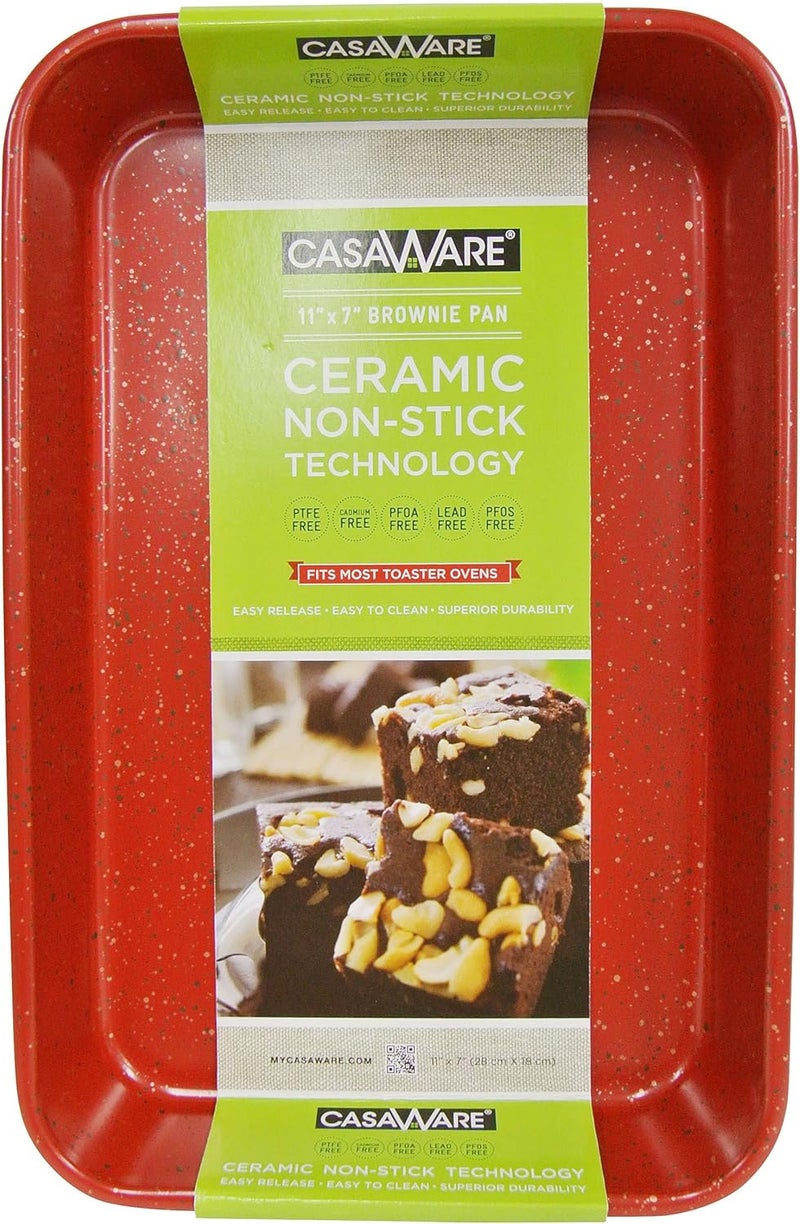 casaWare casaWare Toaster Oven Baking Pan 7 x 11inch Ceramic Coated NonStick Red Granite  - Image 1