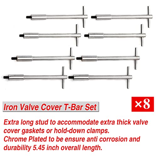 RJSPHH Valve Cover T-Bar Set of W/Chrome Valve Spreaders Set of 8 Silver - Image 5