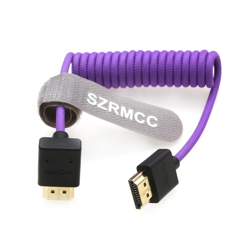 اس زد ار ام سي سي كابل 8K HDMI إلى HDMI بزاوية علوية فائق السرعة ملفوف مضفر للكاميرا Z Cam E2 Sony FX6 FX9 Canon EOS C70 C300 Portkeys BM5 Atomos Ninjav V Shogun Monitor - Image 1