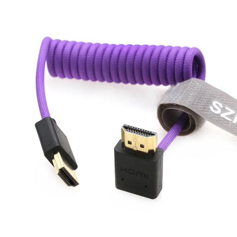 اس زد ار ام سي سي كابل 8K HDMI إلى HDMI بزاوية علوية فائق السرعة ملفوف مضفر للكاميرا Z Cam E2 Sony FX6 FX9 Canon EOS C70 C300 Portkeys BM5 Atomos Ninjav V Shogun Monitor - Image 2