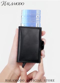 HALAMODO Men's Credit Card Holder Wallet Pop up Wallet RFID Blocking Credit Card Holder with High Quality Leather & Precision Sewing Thread for Storage  - Image 4