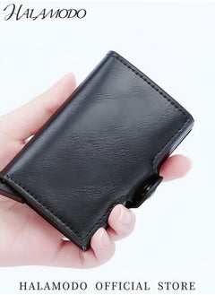 HALAMODO Men's Credit Card Holder Wallet Pop up Wallet RFID Blocking Credit Card Holder with High Quality Leather & Precision Sewing Thread for Storage  - Image 3
