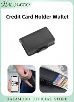 HALAMODO Men's Credit Card Holder Wallet Pop up Wallet RFID Blocking Credit Card Holder with High Quality Leather & Precision Sewing Thread for Storage  - Image 1
