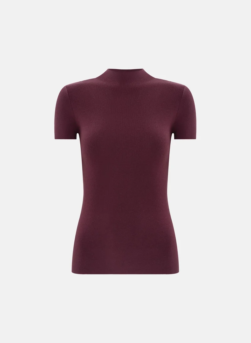 Lichi Short-sleeved ribbed knit top