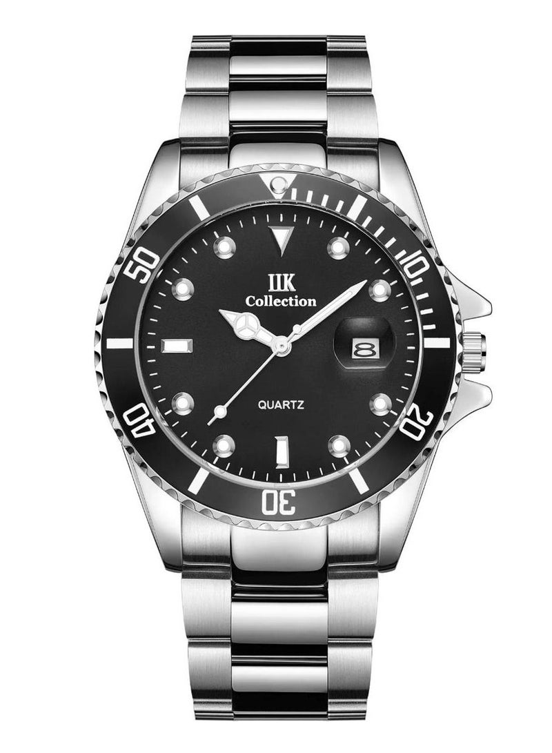 اي اي كيه كوليكشن ساعة يد رجالية من آيكي كوليكشن, سوار فضي مع ميناء أسود - Image 1