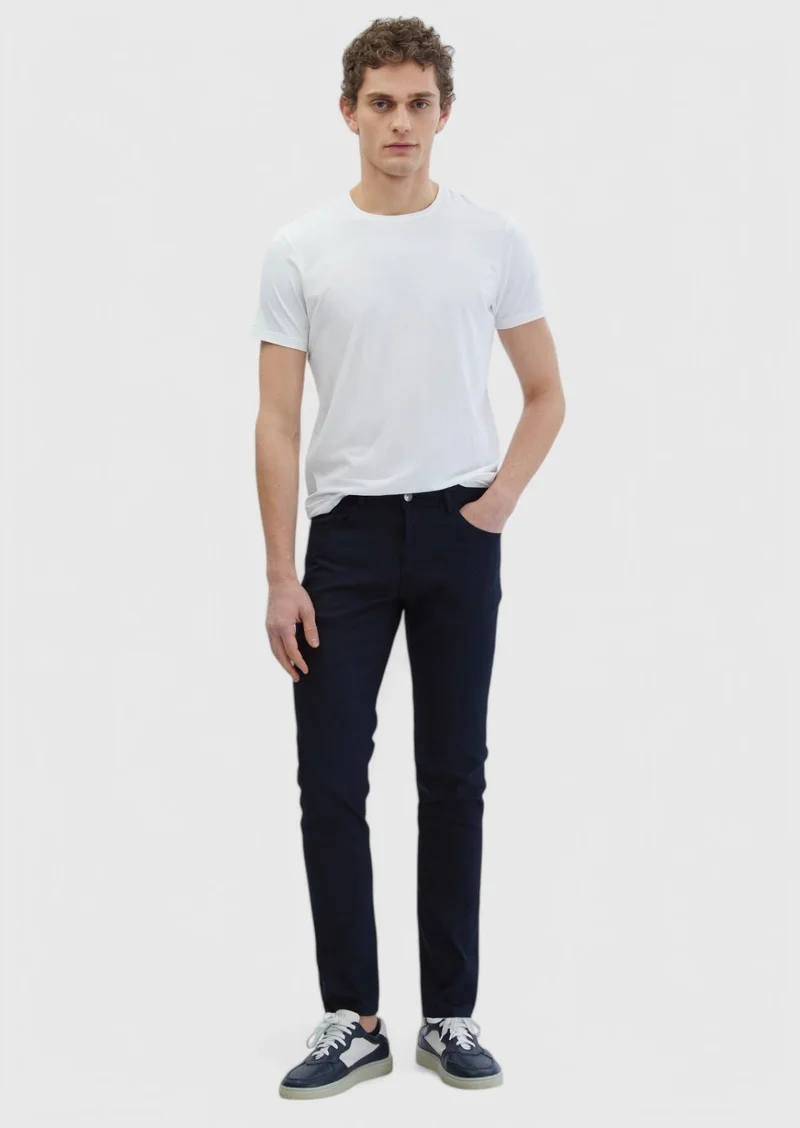 RAMSEY White Plain Crew Neck Cotton Blended T-Shirt