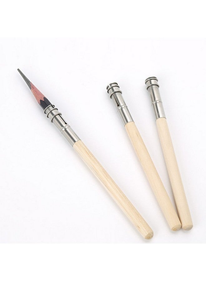 SPHTOEO 5Pcs Wooden Handle Adjustable-Head Art Drawing Pencil Lengthener Extender Holder Tool - Image 1