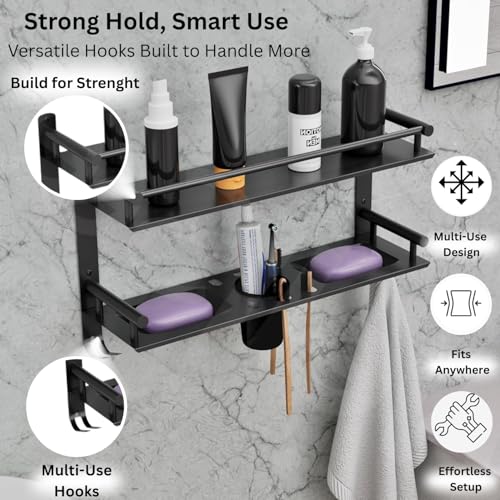 Well Set Multipurpose 2 Layer Bathroom Rack | Double Soap Dish | Tumbler Holder | Tooth Brush Holder | Bathroom Accessories - Image 3