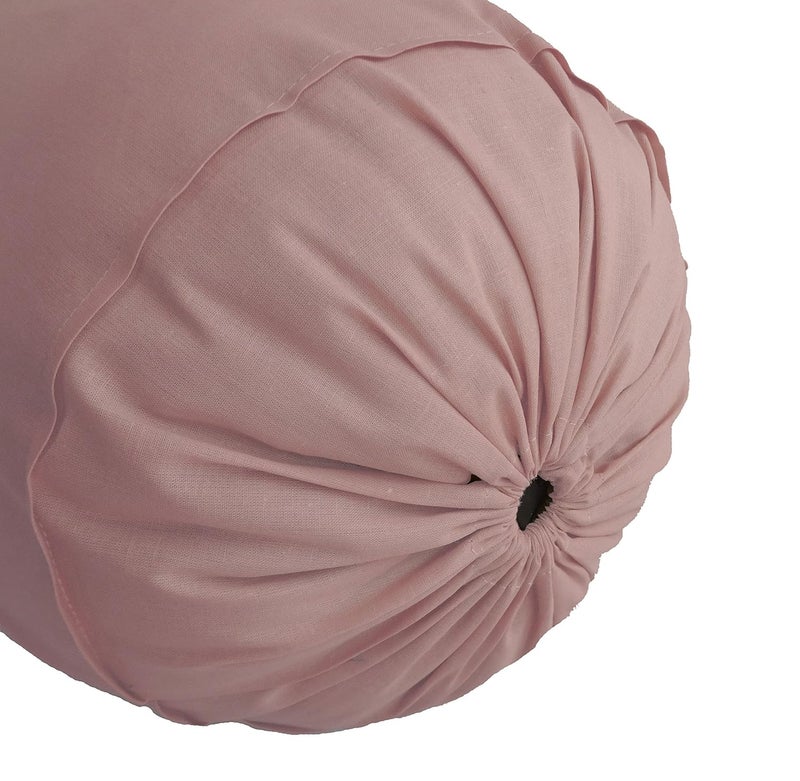 Saffron Baby Pink Bolster Cover Set of 2 Covers Round Bolster Cover for Sofa Deevan Couch Cotton 8 Diameter x 24 Long 20cm Diameter x 60cm Long Removable Cover - Image 1