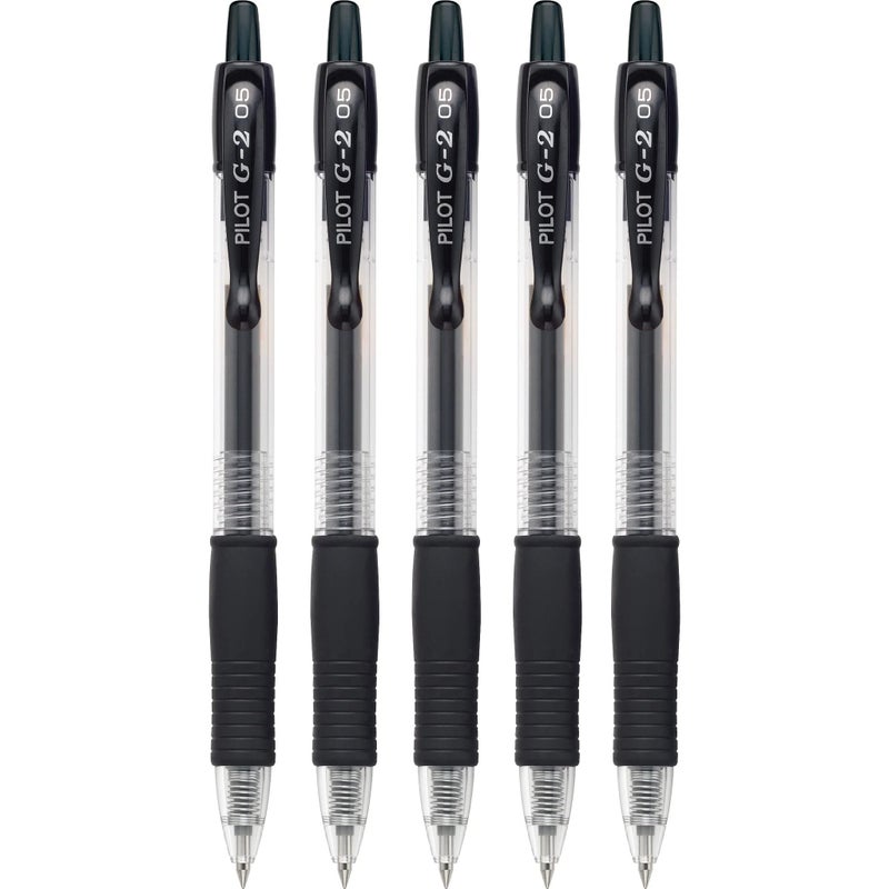 Pilot, G2 Premium Gel Roller Pens, Extra Fine Point 0.5 mm, Pack of 5, Black - Image 3