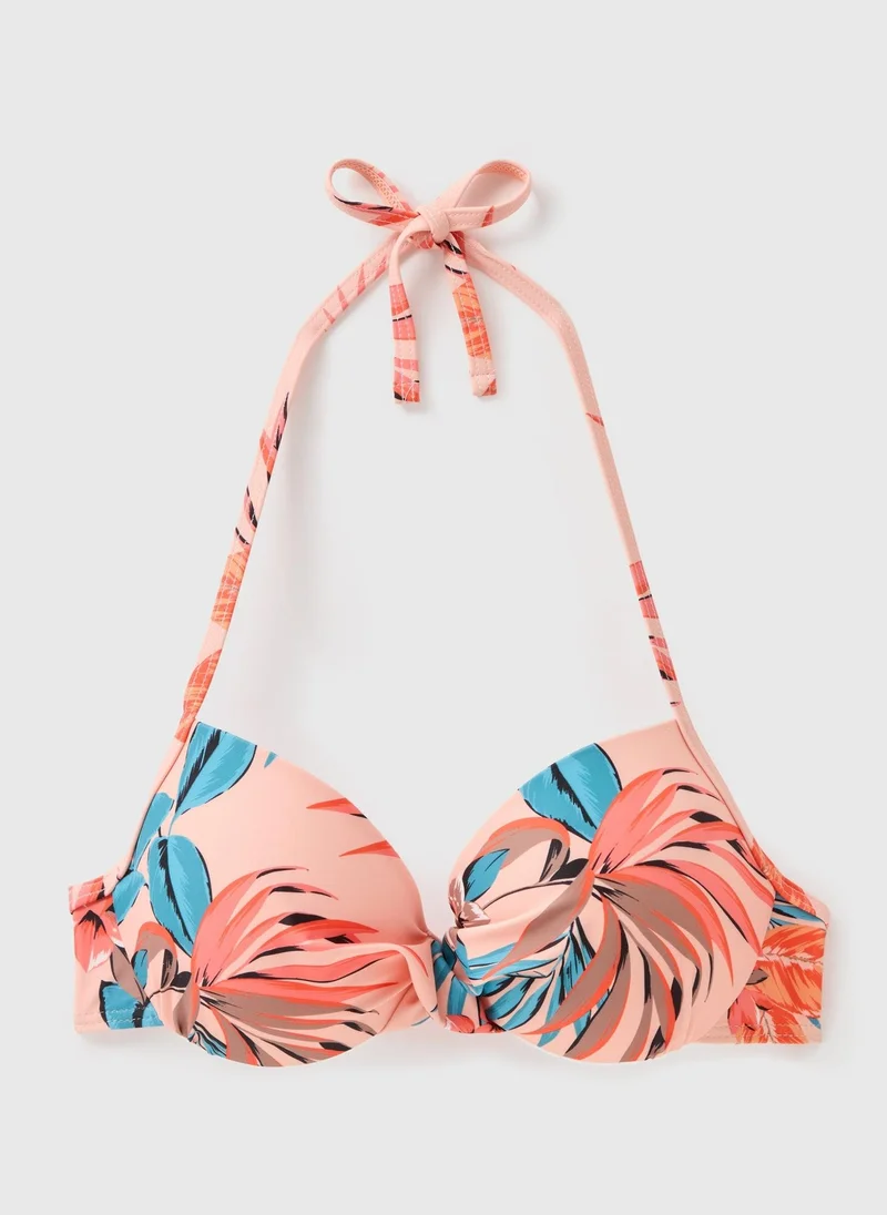 Matalan Peach Tropical Underwired Bikini Top