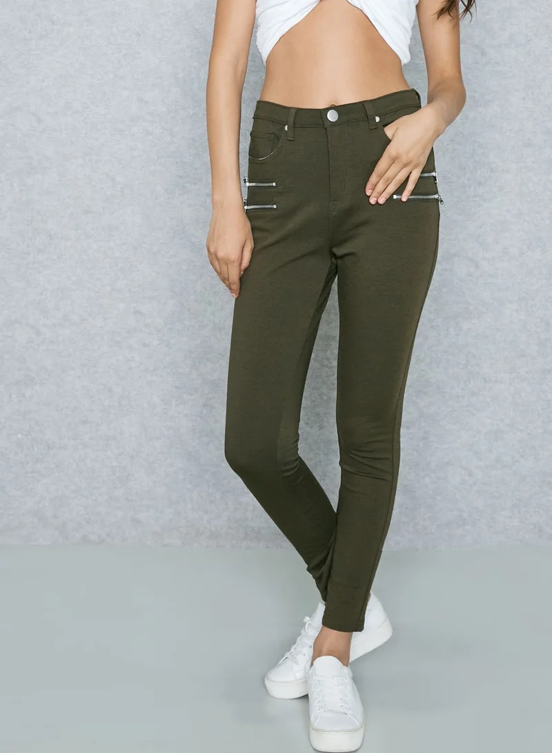 Missguided Double Zip Detail Leggings