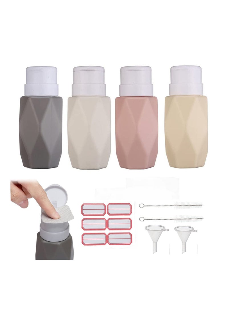 Y&D 4 Pack Push Down Pump Dispenser, Color, Diamond Shaped Lockable Refillable Dispenser Bottle Portable Empty Shampoo Bottles Versatile Drip-free Lotion Container - Image 2
