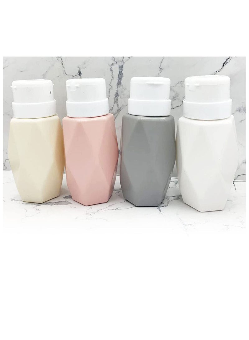 Y&D 4 Pack Push Down Pump Dispenser, Color, Diamond Shaped Lockable Refillable Dispenser Bottle Portable Empty Shampoo Bottles Versatile Drip-free Lotion Container - Image 1