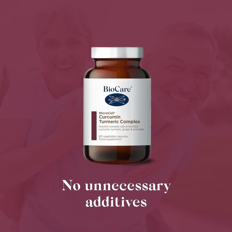 BioCare MicroCell Curcumin Turmeric Complex Micellised Curcumin with Turmeric Ginger and Pine Bark Suitable for Vegetarians and Vegans 60 Capsules - Image 3