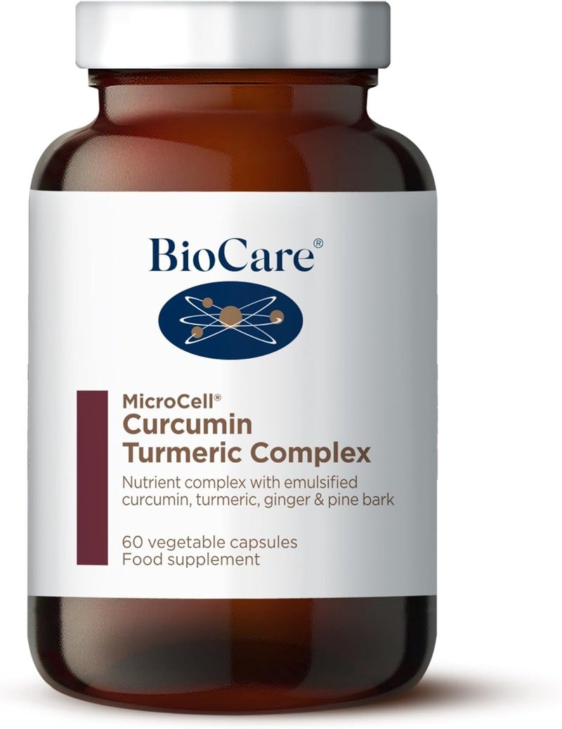BioCare MicroCell Curcumin Turmeric Complex Micellised Curcumin with Turmeric Ginger and Pine Bark Suitable for Vegetarians and Vegans 60 Capsules - Image 1