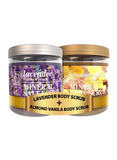 Dead Sea Collection BundleDead Sea Collection Salt Body Scrub 2 X Large 2328 OZ Body Scrub Almond Vanilla Body Scrub Lavender  Exfoliating Effect  Includes Organic Essential Oils and Natural Dead Sea Minerals 