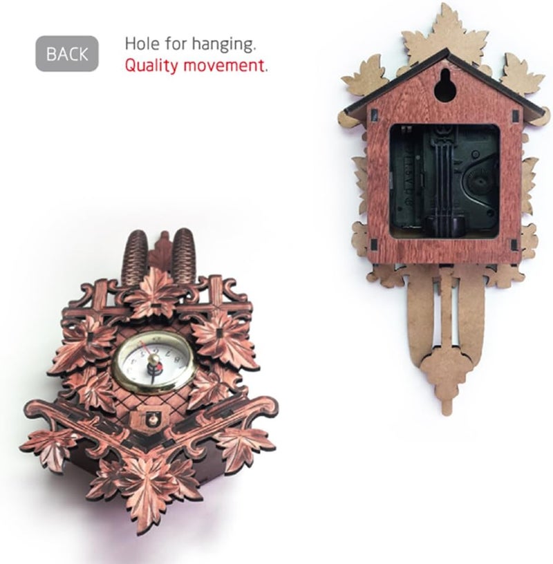 Wood Wall Clock,Cuckoo Wall Clock Bird Wood ing Decorations for Home Cafe Restaurant Art Vintage Chic Swing Living Room Style 3 - Image 1
