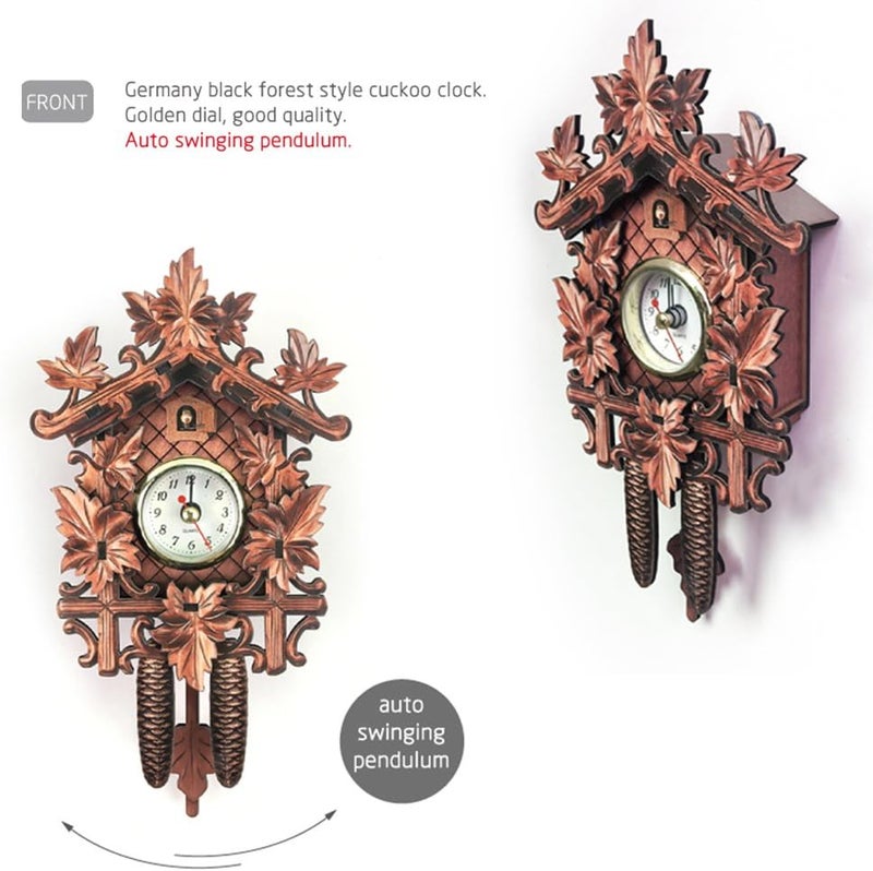 Wood Wall Clock,Cuckoo Wall Clock Bird Wood ing Decorations for Home Cafe Restaurant Art Vintage Chic Swing Living Room Style 3 - Image 2