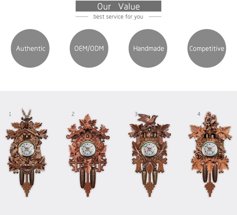 Wood Wall Clock,Cuckoo Wall Clock Bird Wood ing Decorations for Home Cafe Restaurant Art Vintage Chic Swing Living Room Style 3 - Image 4