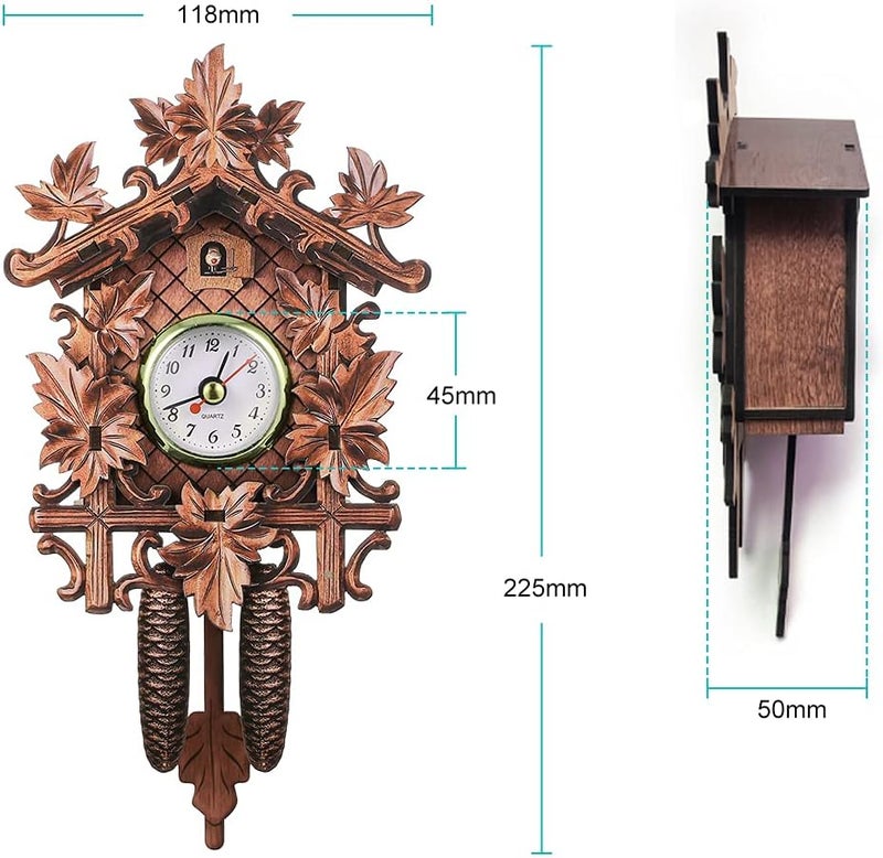 Wood Wall Clock,Cuckoo Wall Clock Bird Wood ing Decorations for Home Cafe Restaurant Art Vintage Chic Swing Living Room Style 3 - Image 3