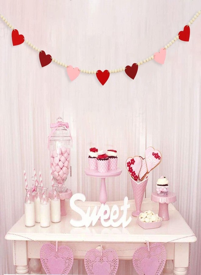 DAZONGE Valentines Day Decorations, Wood Bead Garland with Felt Hearts for Valentine Decor, Red and Pink Farmhouse Valentine’s Day Banner for Wedding, Anniversary Decorations - Image 5