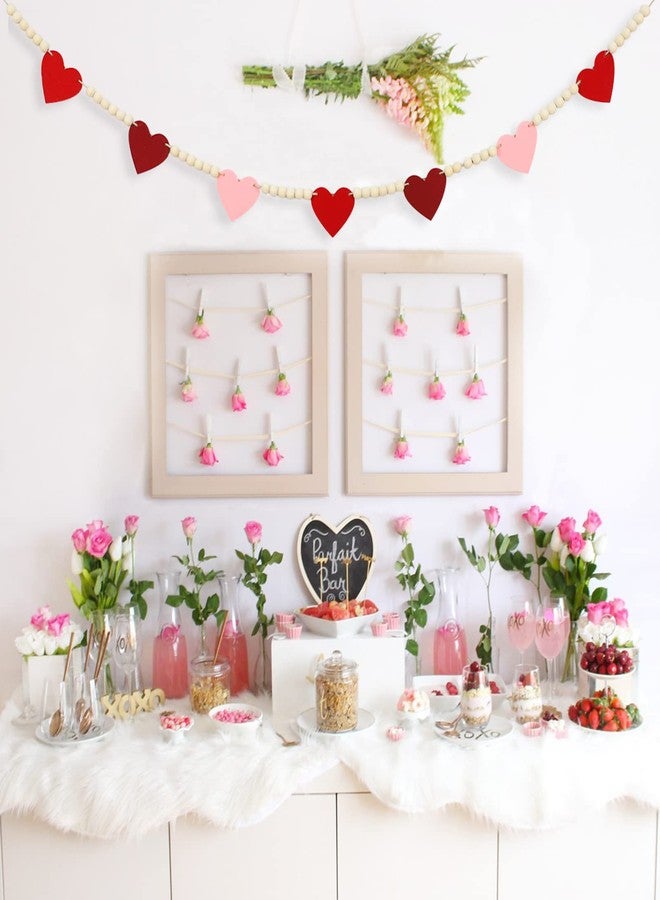 DAZONGE Valentines Day Decorations, Wood Bead Garland with Felt Hearts for Valentine Decor, Red and Pink Farmhouse Valentine’s Day Banner for Wedding, Anniversary Decorations - Image 4