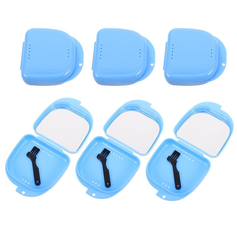 Safigle 6 Pcs Dental Retainer Case With Mirror And Brush Slim Travel Storage Box - Image 2