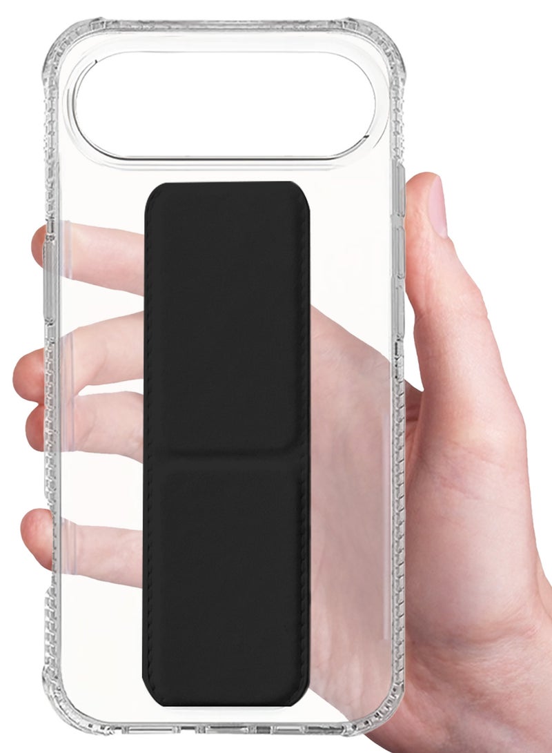 CATANES Finger Grip Clear Case Cover for iPhone 17 Air- Kickstand Car Magnetic Holder Multi-function Protective Two-in-one Case - Black - Image 4