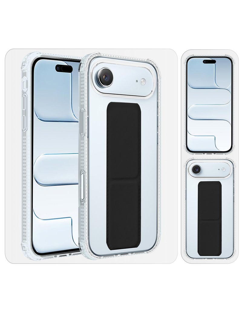 CATANES Finger Grip Clear Case Cover for iPhone 17 Air- Kickstand Car Magnetic Holder Multi-function Protective Two-in-one Case - Black - Image 5