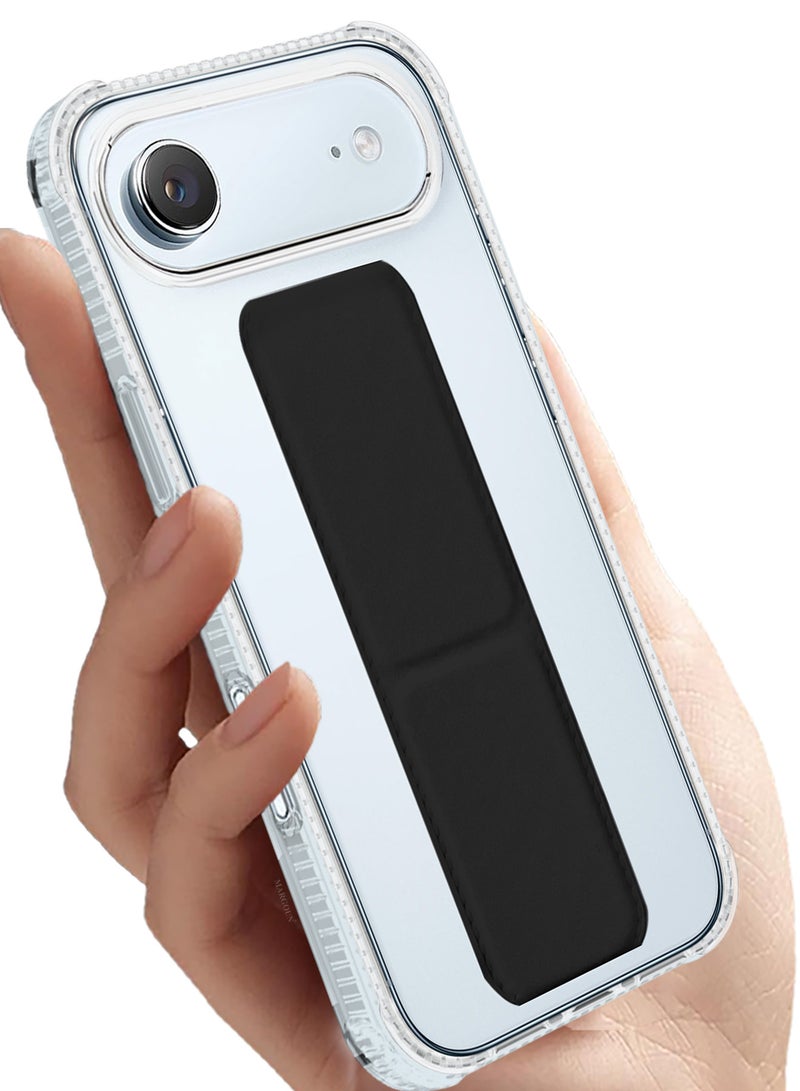 CATANES Finger Grip Clear Case Cover for iPhone 17 Air- Kickstand Car Magnetic Holder Multi-function Protective Two-in-one Case - Black - Image 2