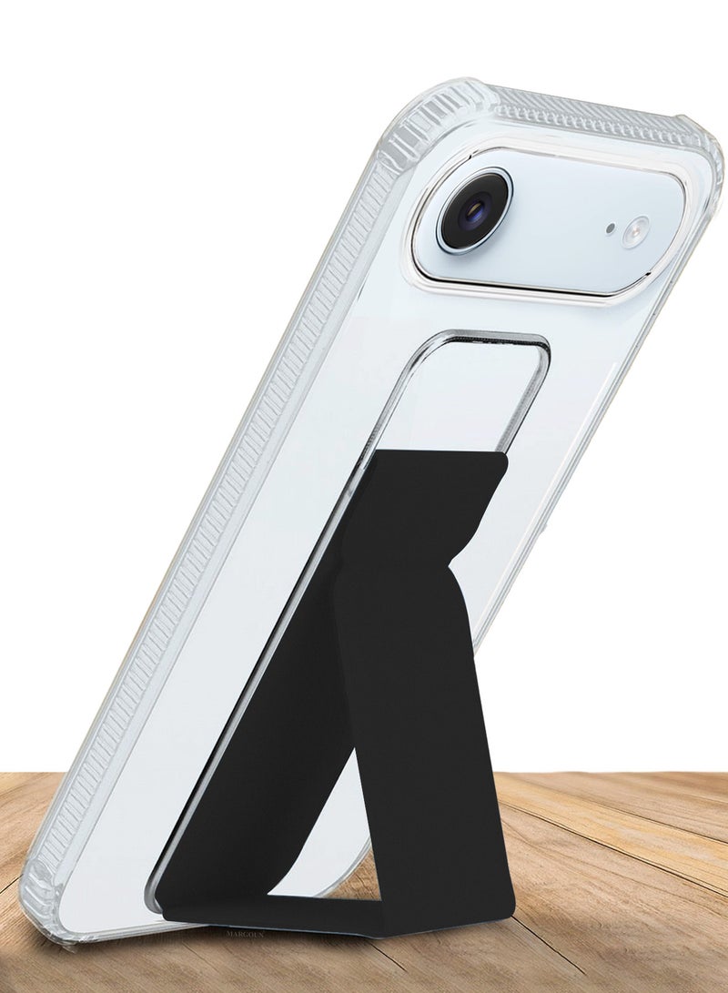 CATANES Finger Grip Clear Case Cover for iPhone 17 Air- Kickstand Car Magnetic Holder Multi-function Protective Two-in-one Case - Black - Image 3