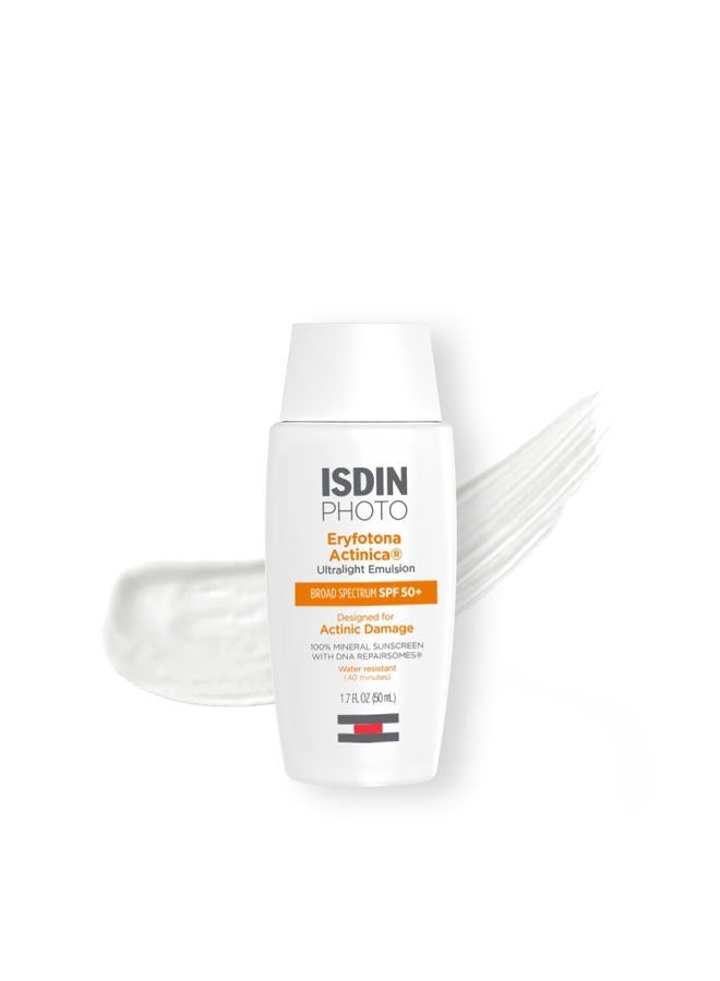 ISDIN Eryfotona Actinica Zinc Oxide and 100% Mineral Sunscreen Broad Spectrum SPF 50+, No White Cast, Suitable for Sensitive Skin, travel-size (1.7 Fl Oz) - Image 1