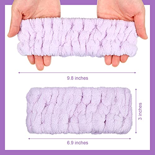 Chuangdi 3-Piece Spa Headband Set - Soft Terry Cloth Hairbands for Women's Facial Makeup, Washing, Face Mask, Spa & Shower - Light Orange, Purple, Green - Image 3