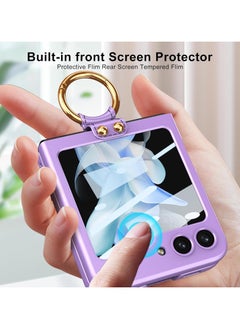 Samsung Galaxy Z Flip 5 Case with Ring Holder Matte PC Built-in 9H Glass Screen Protector All-Inclusive Shockproof Case (Purple) - pzsku/Z19FD947765846AF66172Z/45/1741160095/bdd64bd7-fc55-410a-9180-9a74c35d08ee