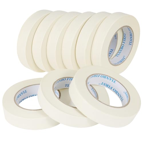 TIANBO FIRST Masking Tape 0.94 Inch Wide Thin White Painters Tape Beige Masking Tape Bulk for Painting Home Office School Stationery, 0.94 Inch x 60 Yards, 9 Rolls - Image 1